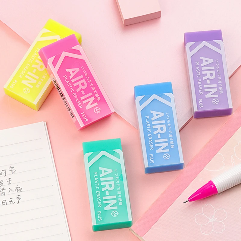 1pc 플러스 플라스틱 지우개 공기 네온 색상 모양 귀여운 지우개 어린이 학생 Kawaii 학교 용품 편지지