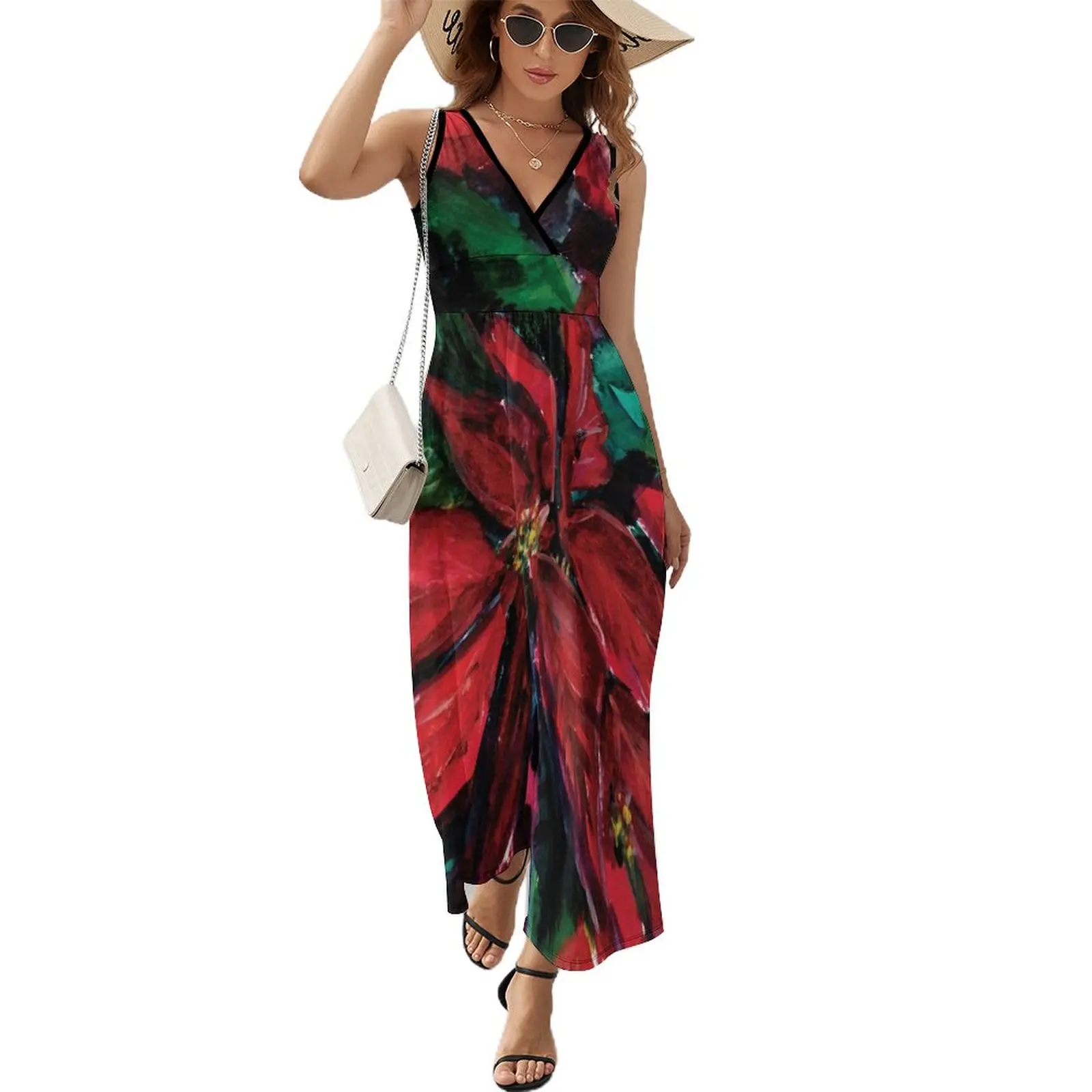 

Christmas Flower Sleeveless Dress Evening gown luxury evening dress woman for wedding luxury dresses fairy dress