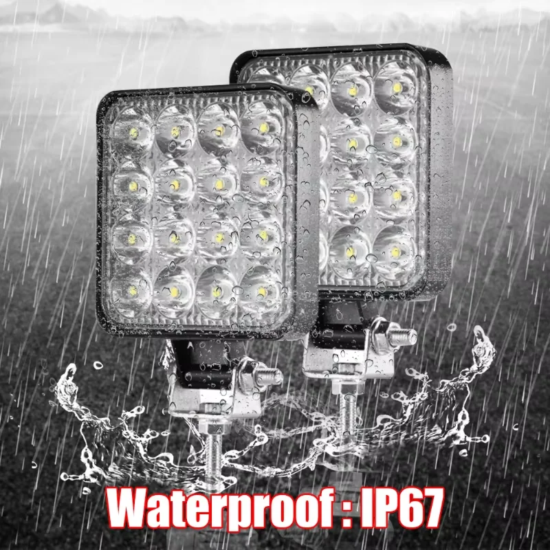 12V-48V LED 작업등 사각형 집광 플래시 모델/집광 모델 48W 자동차 헤드라이트 트럭 오프로드 SUV 야간 조명 안개등