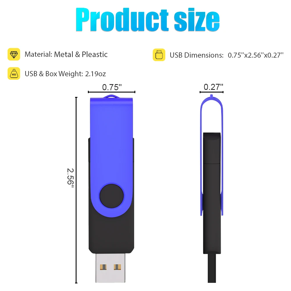 새로운 16GB USB 타입-C 2 in 1 펜 드라이브 4GB 8GB 메모리 스틱 32GB 플래시 드라이브 64G 128GB 컬러 U 디스크 선물 키 체인