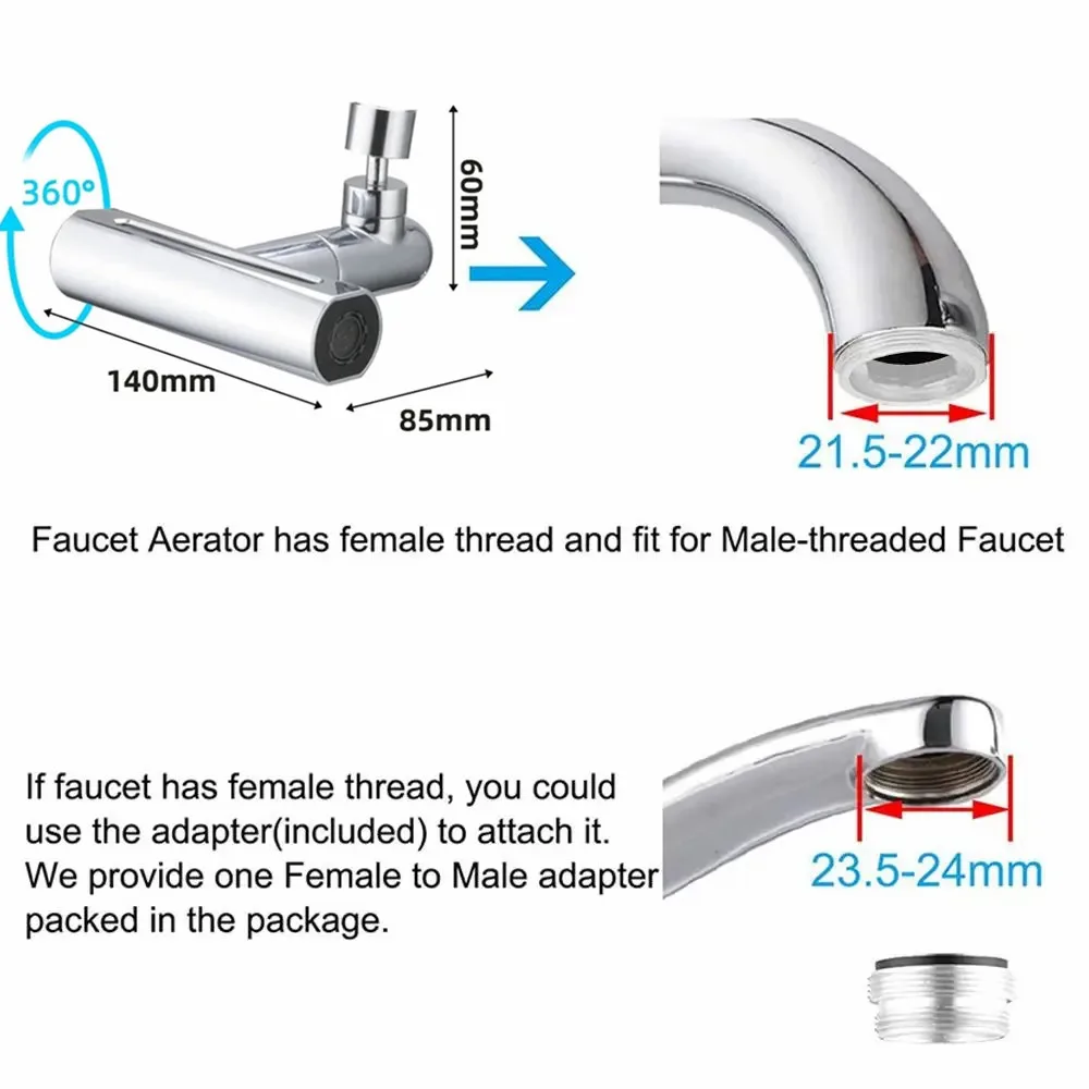 New 4 Mode Waterfall Bathroom Faucet Extend Sprayer Bubbler Stream Anti-Splash Head Rainfall Sink Kitchen Tap Nozzle Extension
