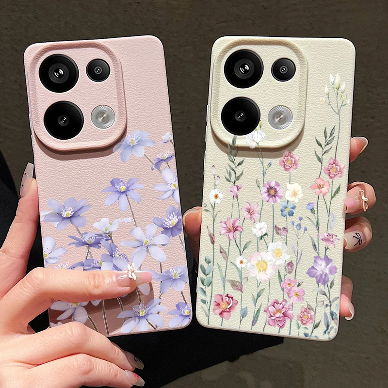 Floral Leather Texture Soft Phone Case