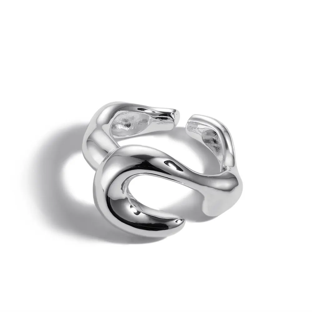 

S925 Sterling Silver Ring, Female Minority, Fashionable and Cold Style, Irregular Personality Opening Ring, INS Ring