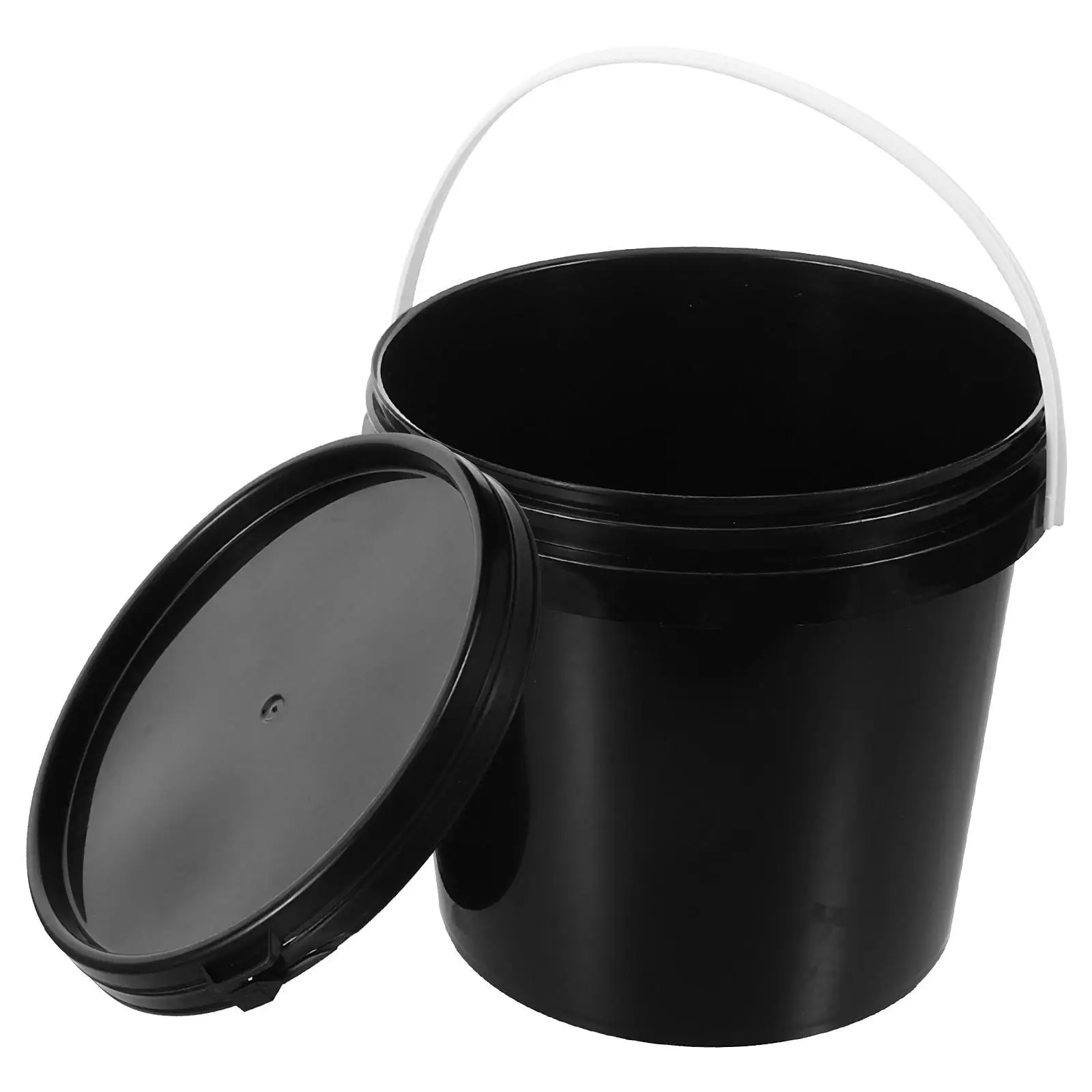 2L Black Lightproof Bucket Durable Plastic Container With Handle Empty Paint Cans Round Lid Paint Bucket Storage For