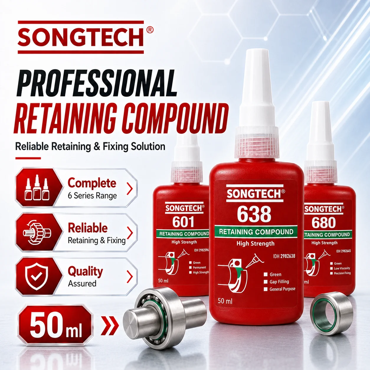 50ml Songtech Loctite 601 603 609 620 638 641 648 680 Composé de Fixation Anaérobie pour Filetages, Colle de Verrouillage de Filetage 1 50ml Songtech Loctite 601 603 609 620 638 641 648 680 Composé de Fixation Anaérobie pour Filetages, Colle de Verrouillage de Filetage 1