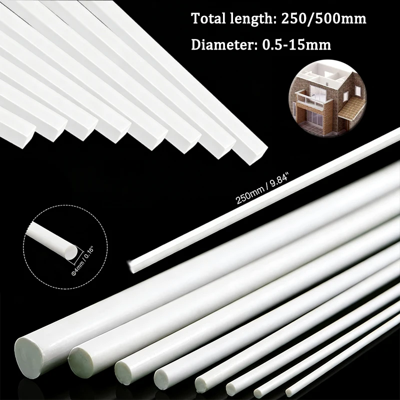 ABS 흰색 플라스틱 막대 - 원형/사각형 모델 제작 스틱 DIY 건축, 공예 ..