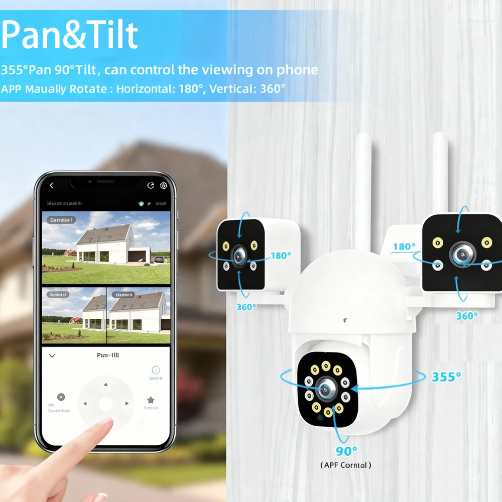 WiFi IP Camera Outdoor 15MP HD Triple Lenses Triple Screens Security Video Monitor Ai Human Detection CCTV Camera IPC360 Home 3