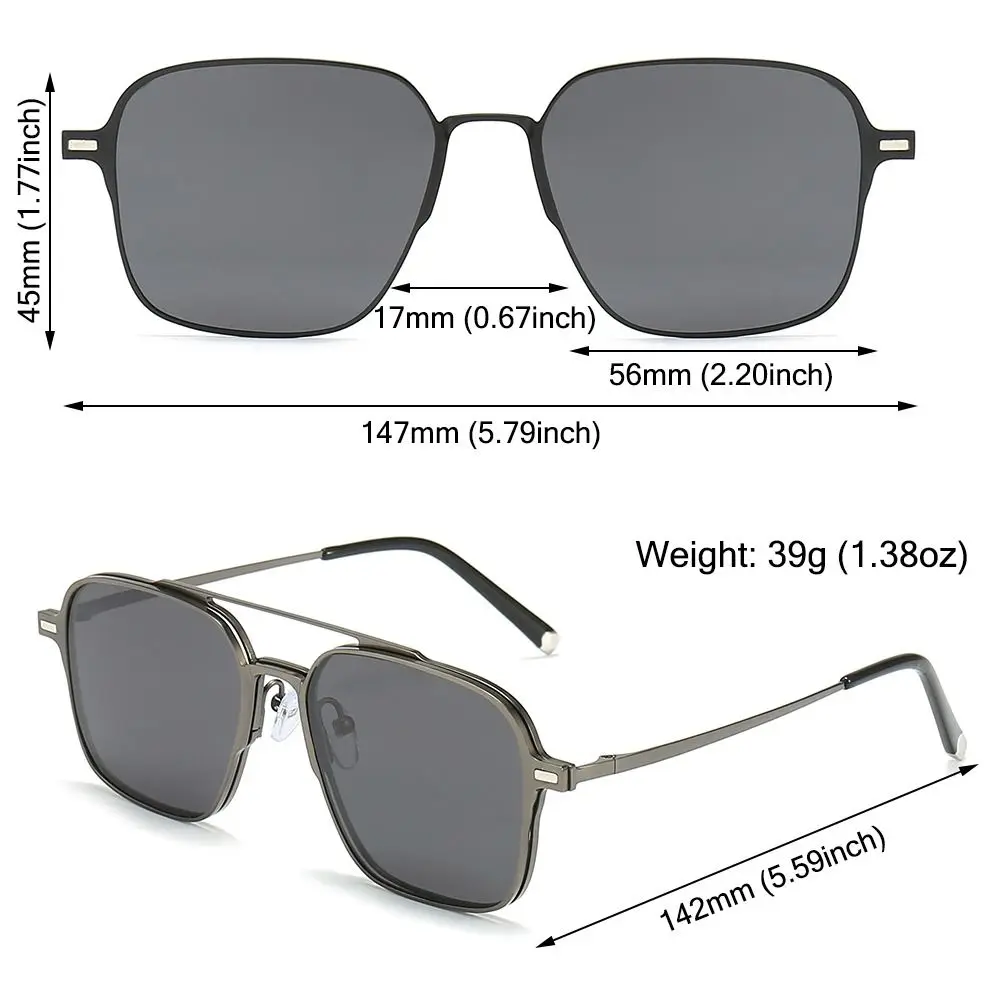 New Style 3 In 1 Glasses, Metal Anti Blue Light Glasses with Magnet Clip On Polarized / Night Vision Sunglasses