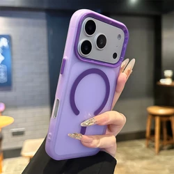 Dopamine Original Orange Magnetic Matte Case with Translucent Frosted Cover - iPhone 15 (Purple)