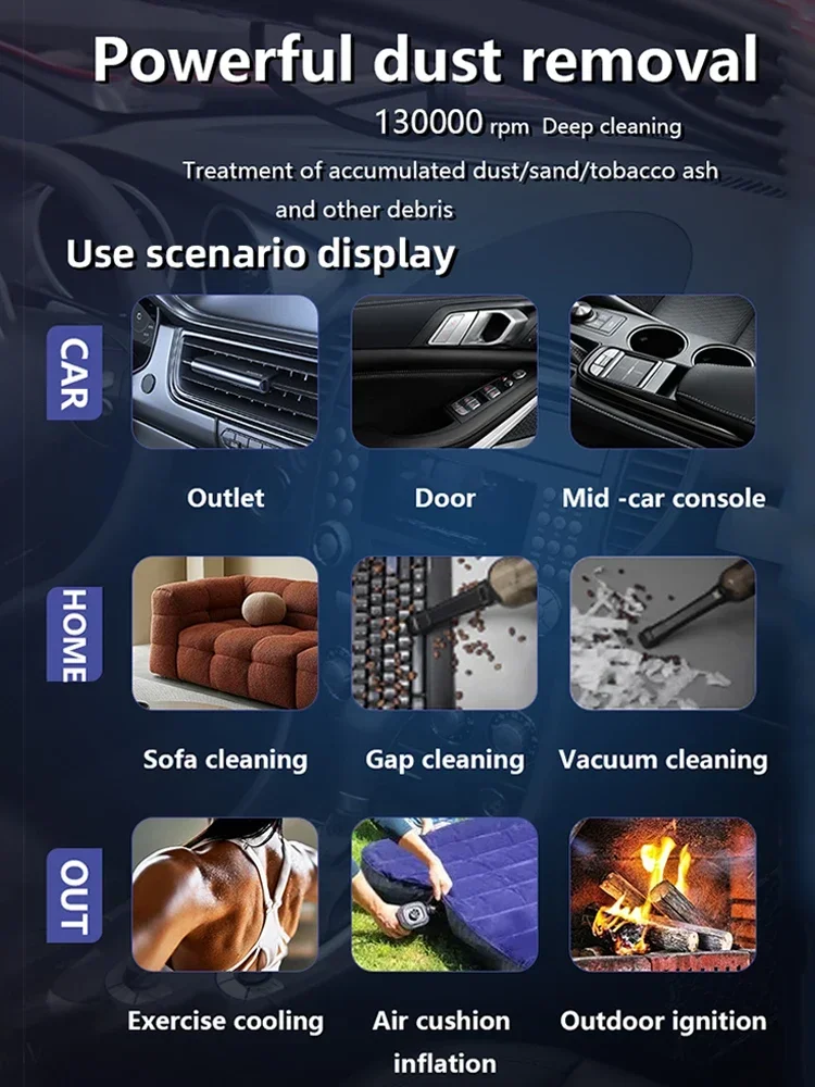 Turbofan Air Blower 130000RPM Mini Turbo Jet Fan Brushless Motor Handheld Duct Fan Portable Charging Cleaning Car Vacuum ＆ Dryer handheld air blower