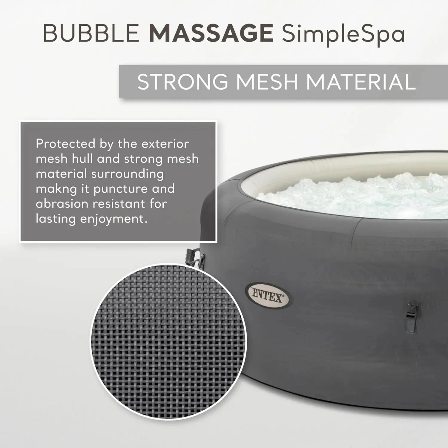SimpleSpa Inflatable Bubble Massage Spa Includes Insulated Cover Built-in QuickFill Inflation Soothing Jets 28483E