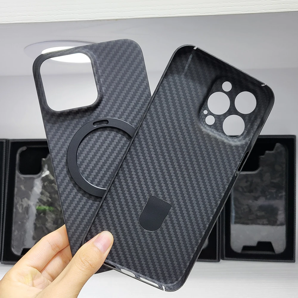 New Real Aramid Fiber Carbon Fiber For iPhone 14 Pro Max iPhone14 14Pro Magnet Bracket Ultra Thin 14ProMax Case Cover