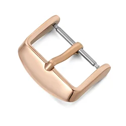 Elegant Brushed Stainless Steel Watch Pin Buckle - Silver, Gold, Black Finish (22mm Rose Gold)