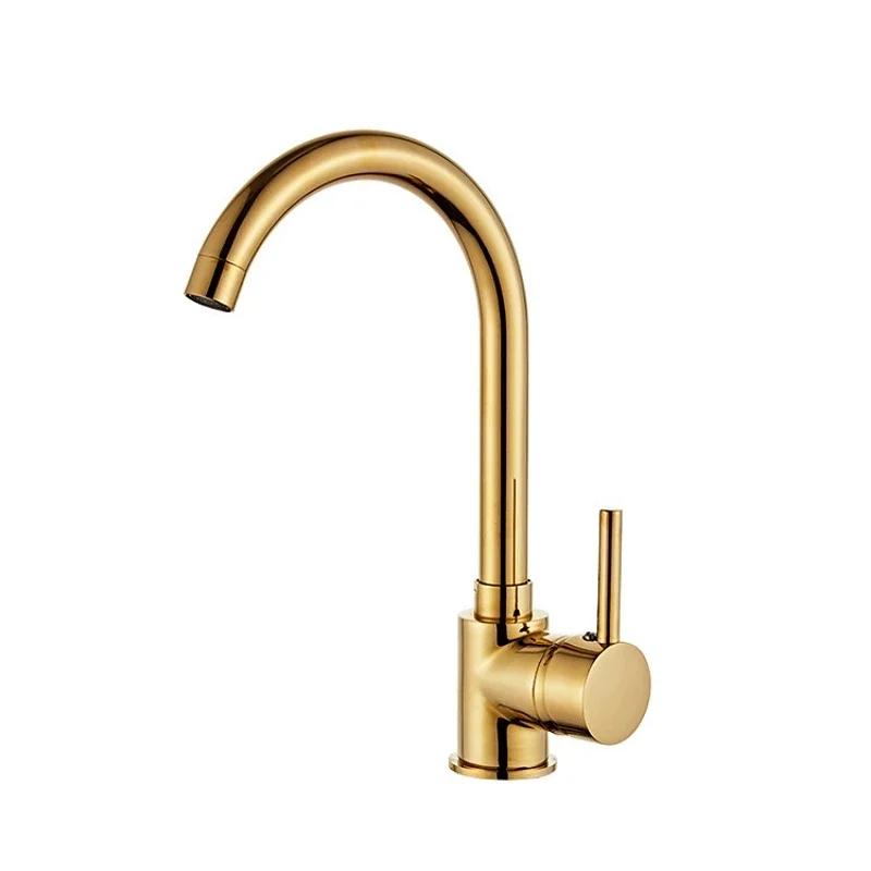 

Luxury Gold Kitchen Faucet Hot Cold Water 360 Degree Rotation Water Mixer Crane Tap Single Handle Vegetable Washing Basin Faucet