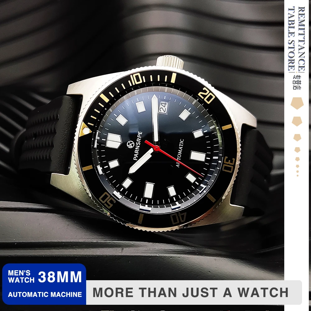 

PARNSRPE - Luxury 38mm Men's Watch NH35A Automatic Mechanical Watch Sapphire AR Coated Super Bright Luminous Diving Watch