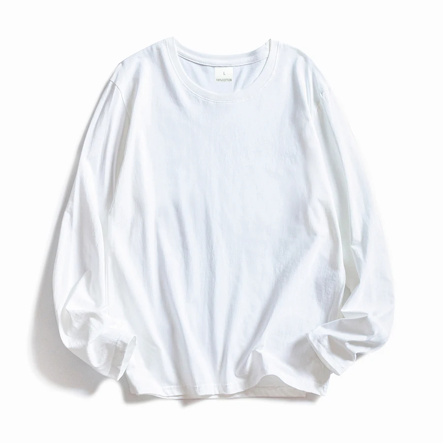 WAVLATII Women O-neck Long Sleeve T shirts Lady White Cotton Tops Female Soft Casual Tees Women's Black T-shirt 1