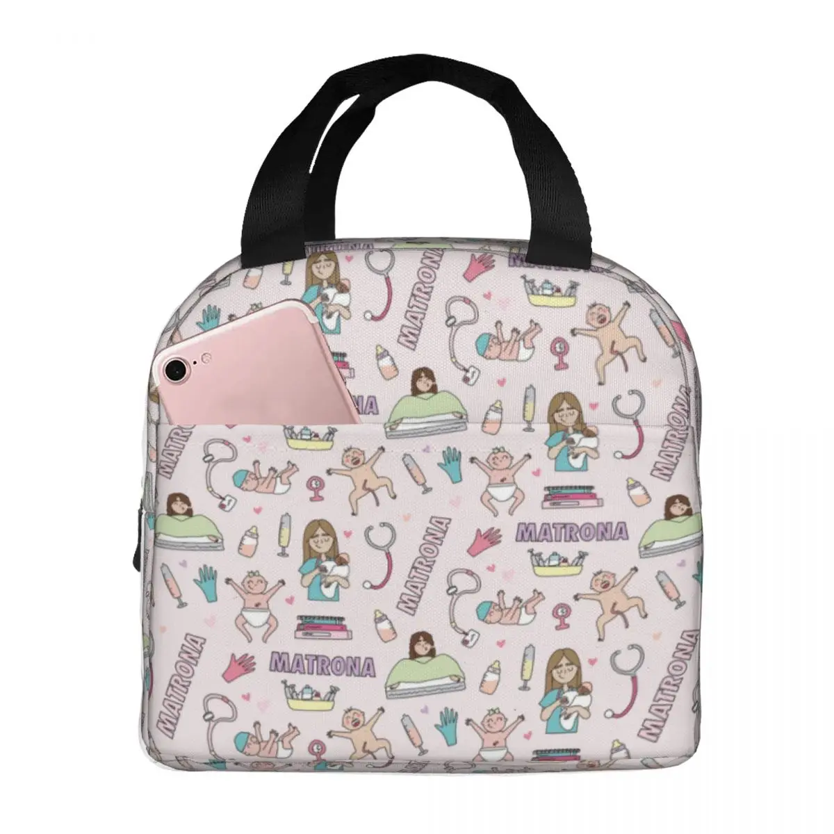 

Cartoon Doctor Nurse Medica Equipment Bag Enfermera En Apuros Lunch Box Accessories Portable Insulated Oxford Cooler Bag Thermal