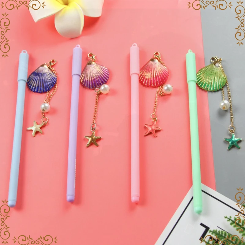 

24 Pieces Creative Pearl Shell Pendant Gel Pens Set Cute Student Stationery Starfish Office Accessories School Supplies