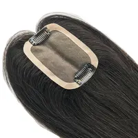 7x10cm Natural Skin Scalp Top Mono Base Toppers 2 Clips in With PU around Virgin Human Hair Women Topper Piece Cover Hairline 2