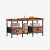 Coffee Table with 2 Fabric Drawers, 35inch Small Coffee Table for Living Room, 2-Tier Central Table 	Rustic Brown 1