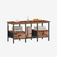 Coffee Table with 2 Fabric Drawers, 35inch Small Coffee Table for Living Room, 2-Tier Central Table 	Rustic Brown 1