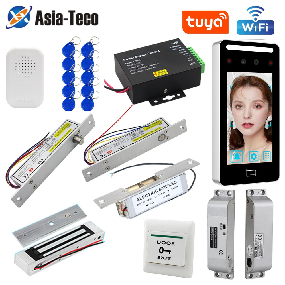 

Waterproof Wifi Biometric Face Access Control Kit with Attendance Time Clock 5inch Facial Terminal Tuya App and Electronic Locks