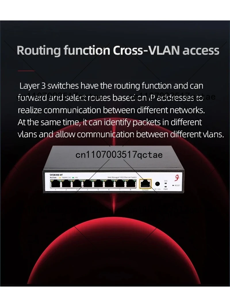 레이어 3 관리형 이더넷 스위치 (8포트 10G RJ45, 정적 라우팅 VLAN, 온도 제어 팬 포함)