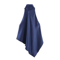 Women's Top 2025 Autumn New Style Solid Color Satin Feel Halter Neck Tie Back Top Sexy Fashion Versatile and Stylish - Image 2