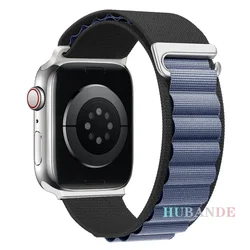 Alpine Loop Nylon Strap for Apple Watch - Vibrant and Durable Design (Black-Blue)