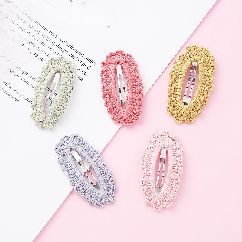 

Милые хлопковые заколки для волос, детские заколки для волос, вязаные однотонные головные уборы, ажурные заколки для волос для маленьких девочек, аксессуары для волос