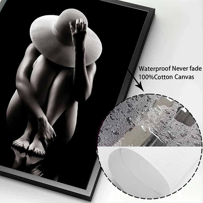 Elegant Monochrome Nude Art Canvas - Bedroom Wall Decor