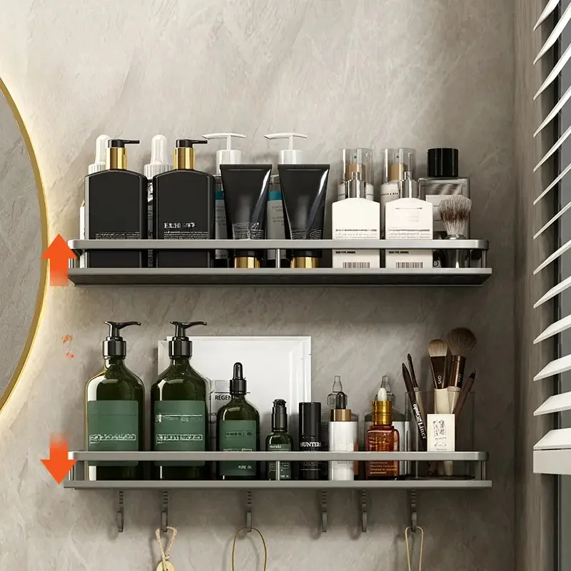 Storage rack gun gray bathroom storage rack towel rack cosmetics shelf for bathroom item storage