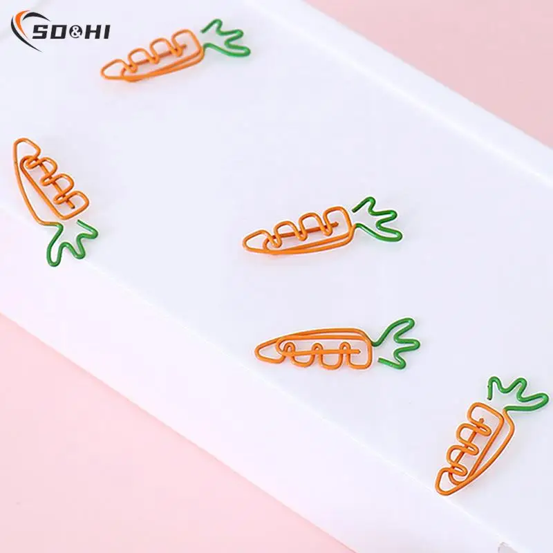 

10PCS/Set Creative Colorful Fruit Cute Carrot Bookmark Paper Clip School Office Supply Metal Material Gift Stationery