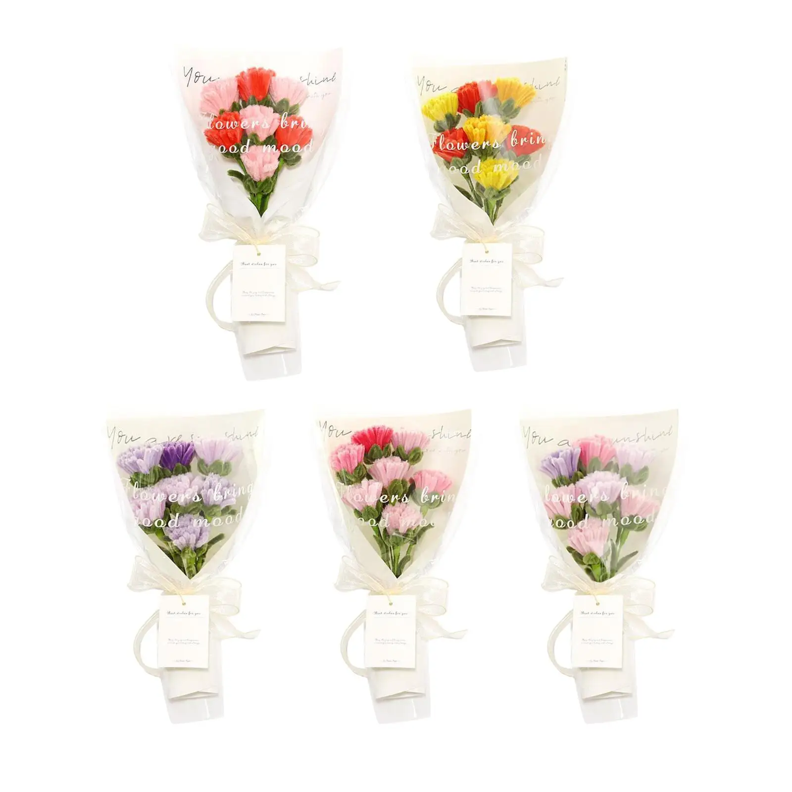 

DIY Carnation Bouquet Lifelike Handmade Flowers Lovely Multipurpose Eternal Blessing with Floral Wrapping Paper for Wedding Gift