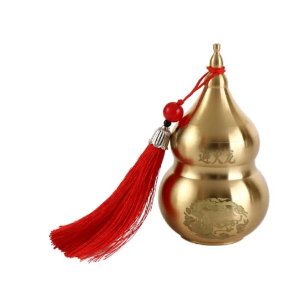 PAKUNDAS Feng Shui Wu Lou zucca in ottone con striscia rossa portafortuna per fascino prosperità arredamento per la casa, altezza 20 cm, ottone pieno, protezione della fortuna, porta fortuna