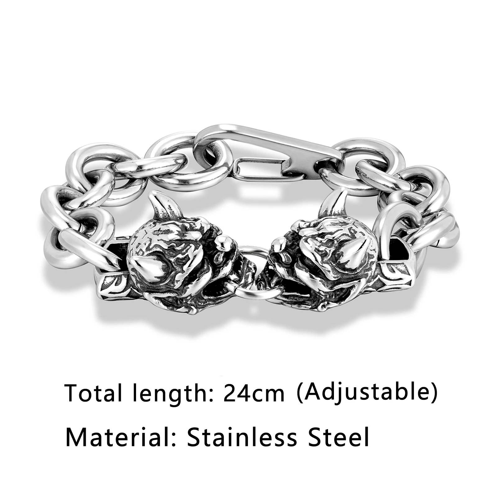 ロゴブレスレット付き MANATOくま Vintage Men's Japanese Devil Hannya Mask Bracelet Never Fade
