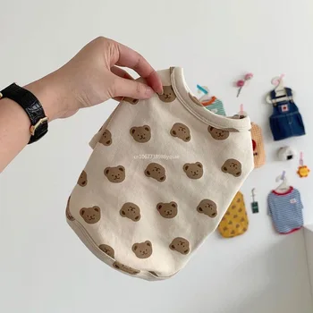 Pet Dog Clothes Puppy Summer Vest Thin Pomeranian Jumper Bear Print T-shirt Cartoon Clothing Dog Products S-XL одежда для кошек 1