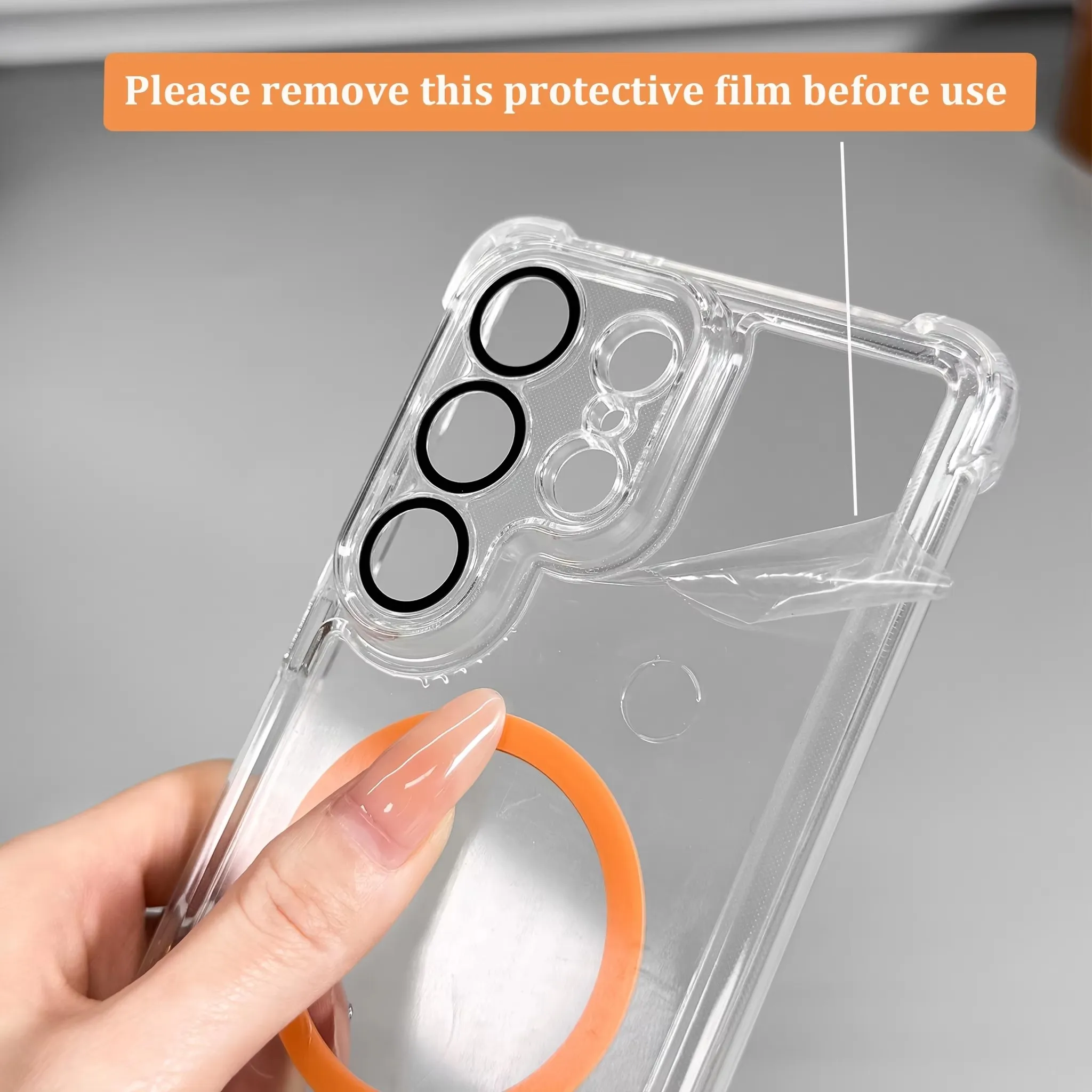 Armour Transparent Magnetic Phone Case with Reinforced Corners and Lens Protection Cover