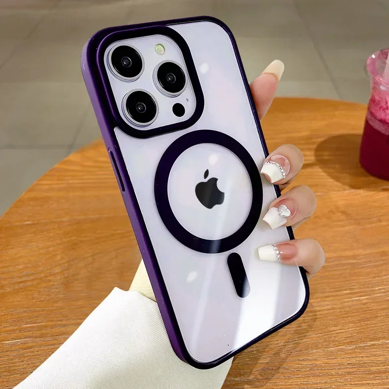 thumbnail image 1 of Luxury Clear Shockproof Magsafe Charge Phone Case for iPhone 15 14 Plus 13 12 11 Pro Max Mini X XR XS Magnetic Soft Bumper Cover, 1 of 5