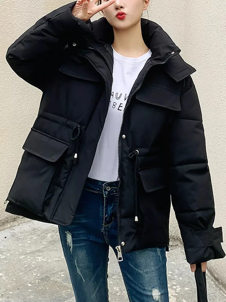 Women Casual Thicker Winter Jacket Windproof Warm Thicken Coats for Girl  Woman Mother Lover XL Black