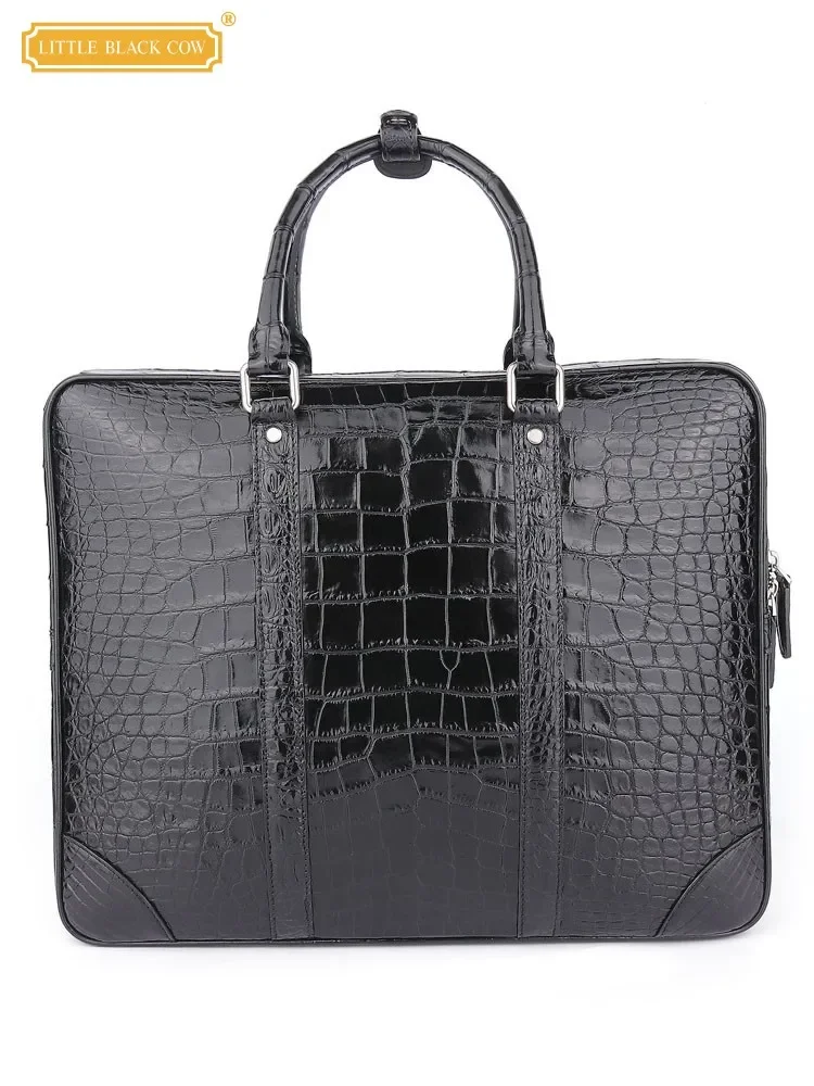 

Роскошный мужской деловой портфель из натуральной крокодиловой кожи, модная классическая сумка-тоут, вместительные дорожные сумки