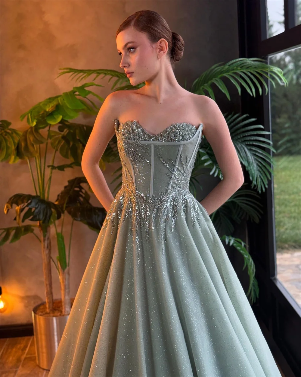 green emerald velvet dress Un Deux Trois Girl's Glitter Pleated High-Low Dress - Rose main image 0