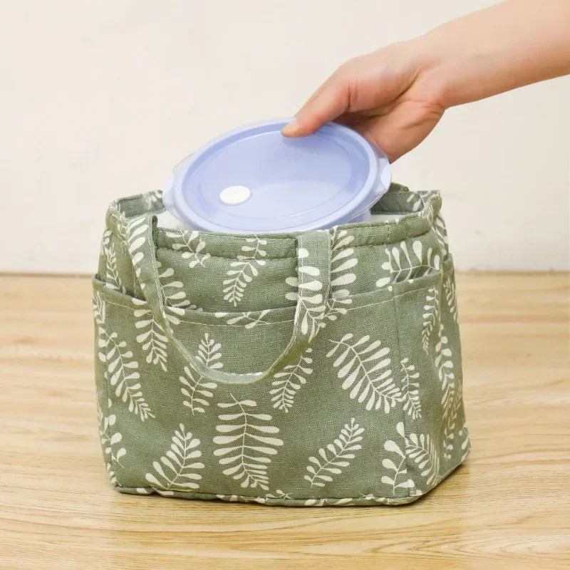 Green Plant Lunch Bag for Men Women Insulated Lunch Box Large Waterproof Tote Bag Reusable Adult Food Bags Pouch