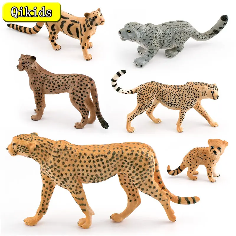 

Realistic Animal Model Safari Cheetah Snow Leopard Black Panther Panther Action Figures Model Collection Toys for Childrens Gift