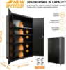 Upgraded high and wide metal storage cabinet with doors and 4 adjustable shelves, equipped with wheels and nail boards 2