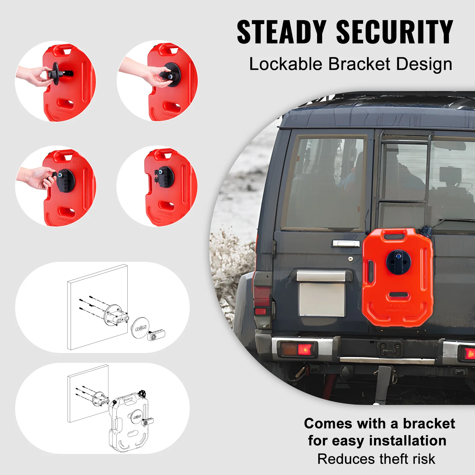 VEVOR 10L Red Fuel Tank Petrol Cans Barrels Gas Spare Container Anti-static Jerry Can Fuel Tank Pack Mororcycle Jerrycan motorcycle fuel container petrol can