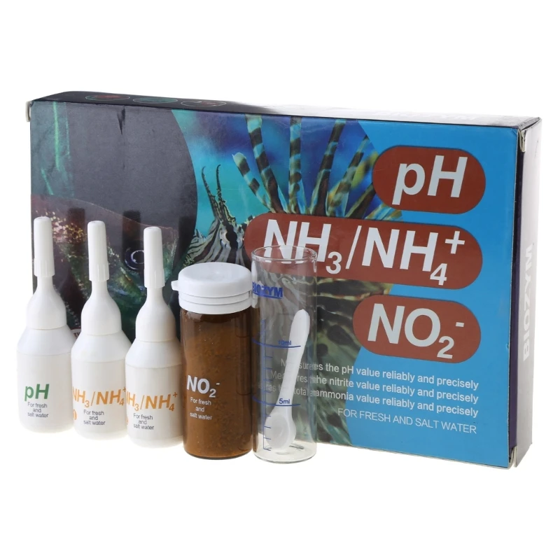 

Nitrites Test Kits NO2/NH3/NH4, PH 3-in-1 Test Solution for Freshwater Saltwater