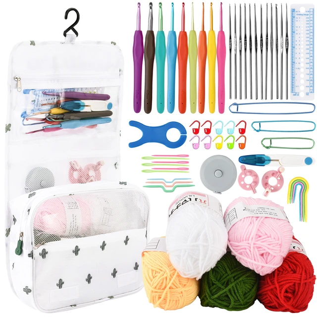 59 Pcs Crochet Set for Beginners Adults With Yarn,Hooks,Needles,Storage  Bag, Knitting Starter Kit for Adults Kids - AliExpress