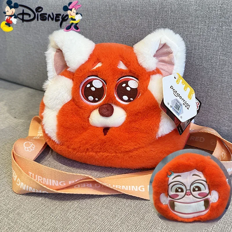 

Disney Original Kawaii Anime Turning Red Meilin Plush Doll Girls One Shoulder Bag Cartoon Leisure Portable Handbag Birthday Gift