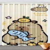 Capibara Cartoon Window Curtain, Guinea Pig Decoration, 100% Polyester Shade Curtains, Bedroom, Living Room, 2 Tablets Sets 2